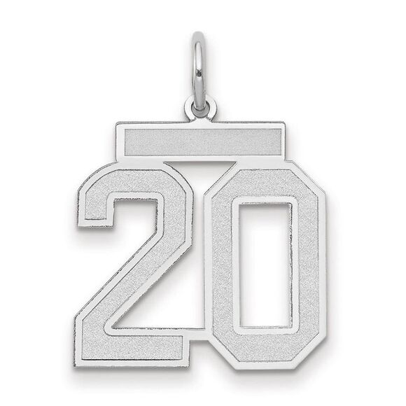 14k White Gold Jersey Collection Medium Number 20 Pendant